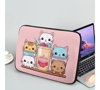 Showudesigns Custodia Protettiva per Computer Portatile da 17 Pollici in Neoprene - Borsa per Laptop Leggera da Donna Con Gatto Carino - Facile da Pulire - Motivo Fragola