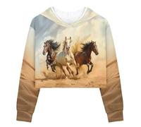 Showudesigns Maglione da ragazza, top corto 5-14 anni, felpa con cappuccio a maniche lunghe, 13-14 Years