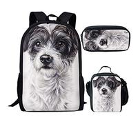 Showudesigns Set zaino per bambini per ragazze e ragazzi con astuccio Lunxch Box, Schnauzer, Taglia unica, Zaino per bambini