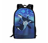Showudesigns Zaino sveglio della scuola dei bambini animali di stampa con tasca della bottiglia, Orca, Taglia unica, Set di valigie