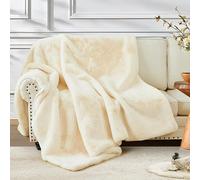 ShowyLive Coperta Plaid Super Morbida Coperta Pile Invernale da 1000 g/m² per Divano, Soggiorno -Coperta Lana Matrimoniale & Letto Singolo Adatto Adatto a Tutte le Stagioni (Beige, 130 * 160cm)