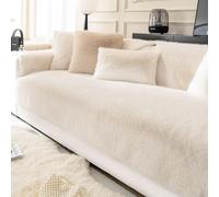 ShowyLive Copriseduta divano 4/3/2/1 Posti Copridivano Angolare Velluto con Penisola Destra/Sinistra Universale Antiscivolo Antigraffio Gatto Cani Fodera per Divano (Beige, 70 * 210 CM)