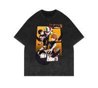 Shoyo Hinata T Shirt Tobio Kageyama Kuroo Tetsurou Maglietta con stampa anime Summer Fashion Washed Old Style Camicia a maniche corte girocollo unisex, Tipo 4, L