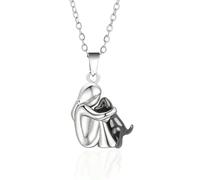 Shoyunt Collana in argento sterling 925 con abbraccio di cane e ciondolo a forma di ala d'angelo, collana per amanti dei cani (Black dog)