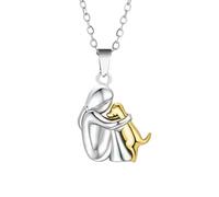 Shoyunt Collana in argento sterling 925 con abbraccio di cane e ciondolo a forma di ala d'angelo, collana per amanti dei cani (Gold dog)