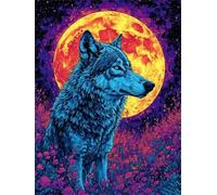 Shozhoo Dipingere con i Numeri Luna Lupo Quadri da Dipingere Numerati, Paint by Numbers Adulti, Colorare con i Numeri Kit Pittura Bambini con Pennelli Pigmento Acrilico Disegno Pittura 40x50cm s-5998