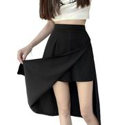 SHPEHU Casual E Rilassato Jupe D'Été Mi-Longue Trapèze Fendue Sur Les Hanches Et Taille Haute pour Femme-Un-XS (Vecchia Versione)