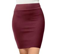 SHPEHU Casual E Rilassato Jupe Mi-Longue pour Femme, Haute Élasticité, Style décontracté, Couleur Unie.-Un-S
