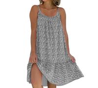 SHPEHU Casual E Rilassato Robe D'Été Ample Imprimée Sans Manches pour Femme-Grigio-XL
