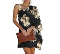 SHPEHU Casual E Rilassato Robe D'Été pour Femme, Tailles S À 2XL, Coupe Trapèze, col Montant, Couleur Unie, Imprimé, Manches À Bretelles.-Un-XL