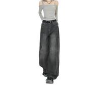 SHPEHU Jeans a Gamba Larga da Donna, Pantaloni in Denim Dritti a Vita Alta, Pantaloni alla Moda-Nero-M