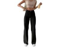 SHPEHU Jeans Casual da Donna a Vita Alta e Gamba Dritta, Pantaloni in Denim Casual, Pantaloni alla Moda-Nero-L