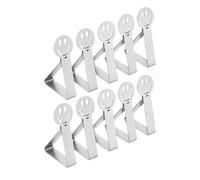SHPUJUN 10 Ganci Ferma tovaglia da Esterno in Acciaio Inox,Fermatovaglia Triangolare Antiscivolo,Blocca tovaglia per Tavolo da Giardino o Picnic,Argento con Sorriso,Fermatovaglie da tavola