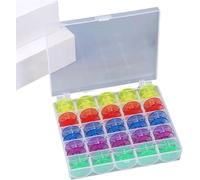 SHPUJUN Set 25 Bobine Colorate per Macchina da Cucire con Scatola 25 Scomparti Bobine in Plastica Compatibili per Cucito Domestico
