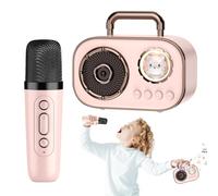 shpuuyy Set karaoke per bambini, microfono e altoparlante,Macchina per karaoke wireless con 2 microfoni | Forniture audio ricaricabili a lunga durata della batteria con doppia connessione per