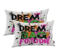 Shrahala Believe In Yourself Aim High Outdoor Throw Pillow Cover Chase Your Goals Be Fearless Lumbar Indoor Pillow Lines Water Resistant Linen for Bedroom Living Set di 2 (30,5 x 50,8 cm)