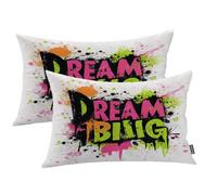 Shrahala Reach For Stars Aim High Outdoor Throw Pillow cover Believe In Yourself Set Goals Lumbar Indoor Pillows Water Resistant Linen for Bedroom Living Set di 2 (30,5 x 50,8 cm)