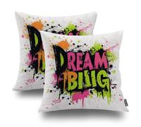 Shrahala Reach For Stars Aim High Outdoor Throw Pillow cover Believe In Yourself Set Goals Square Indoor Pillows Water Resistant Linen for Bedroom Living Set di 2 (50,8 x 50,8 cm)