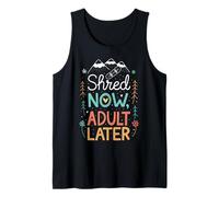 Shred Now, Disegno di Montagna per Adulti, per Snowboard e Snowboard Canotta