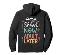 Shred Now, Disegno di Montagna per Adulti, per Snowboard e Snowboard Felpa con Cappuccio
