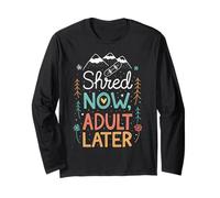 Shred Now, Disegno di Montagna per Adulti, per Snowboard e Snowboard Maglia a Manica