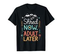 Shred Now, Disegno di Montagna per Adulti, per Snowboard e Snowboard Maglietta