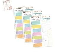 Shrewdful Handmade Bound Weekly Detachable Diet Plan Sheet, Weekly Meal Planner Notebook, 52 Sheets Double Helix Tear-Off Shopping List, for Week to do List and Schedule (F,3PCS)