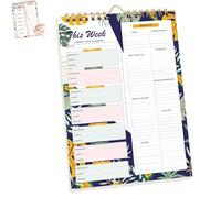 Shrewdful Handmade Bound Weekly Detachable Diet Plan Sheet, Weekly Meal Planner Notebook, 52 Sheets Double Helix Tear-Off Shopping List, for Week to do List and Schedule (D,1PCS)