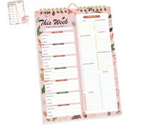 Shrewdful Handmade Bound Weekly Detachable Diet Plan Sheet, Weekly Meal Planner Notebook, 52 Sheets Double Helix Tear-Off Shopping List, for Week to do List and Schedule (E,1PCS)