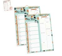 Shrewdful Handmade Bound Weekly Detachable Diet Plan Sheet, Weekly Meal Planner Notebook, 52 Sheets Double Helix Tear-Off Shopping List, for Week to do List and Schedule (B,2PCS)
