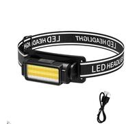 SHRGOMPIT Lampada Frontale Ricaricabile Tramite USB, Torcia Frontale a LED, Luce Frontale Bianca, Rossa e Blu, Luce Frontale Impermeabile IPX4(001)