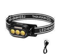SHRGOMPIT Lampada Frontale Ricaricabile Tramite USB, Torcia Frontale a LED, Luce Frontale Bianca, Rossa e Blu, Luce Frontale Impermeabile IPX4(002)