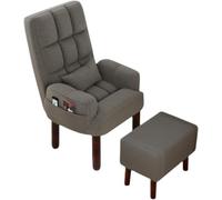 SHRGOMPIT Sedia a dondolo imbottita for la cameretta dei bambini con poggiapiedi e gambe in legno - Comoda poltrona reclinabile for l'allattamento con sedia operativa in cotone e lino traspirante for