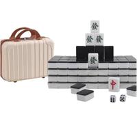 SHRGOMPIT Set di gioco Mahjong Set da 144 tessere Gioco a mano Festa Riunione con scatola cinese