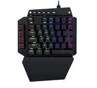 SHRGOMPIT Tastiera da gioco RGB a una mano, tastiera USB cablata con lettere arcobaleno e tasti multimediali retroilluminati ergonomici.
