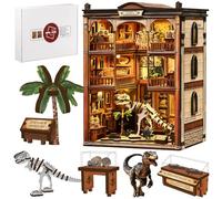 Shrike Book Nook - Kit fai da te in miniatura, puzzle 3D, con illuminazione a LED, libreria e decorazione per la casa, fai da te, famiglia e amici (museo dei dinosauri)