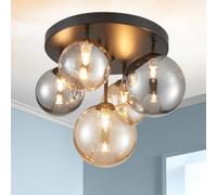 Shrine LIGHTING Lampada da soffitto moderna in vetro a bolle nero, lampada da soffitto in vetro per soggiorno, D35 x H30 cm, attacco G9, 4 luci (lampadine non incluse), finitura nera