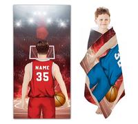 SHROUDEX Telo mare da basket personalizzato con nome, in microfibra, 70 x 140 cm, per bambini e ragazzi (A,80 x 160 cm)