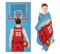SHROUDEX Telo mare da basket personalizzato con nome, in microfibra con nome, asciugamano da basket con nome, telo mare in microfibra, 70 x 140 cm, per bambini e ragazzi (A,90 x 180 cm)