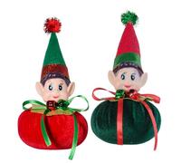 Shrubz Elfi di Natale, Set di 2 Elfi Natalizi giocosi Elfo giocosi Ragazza e Elfo Ragazzo Peluche Con Corpo a forma di caramella e Testa in Vinile Novità Giocattoli Natalizi, Bambini Regali Natale