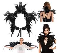 Shrug Scialle di Piume Gotico Mantello di Piume Halloween Coprispalle di Piume Mantello di Piume Gotica Spallina in Piume Scialle di Shrug Tracolla per Carnevale Halloween Cosplay