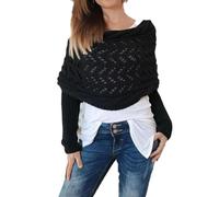 Shrugs for Women, Multifunctional Knitted Scarf with Sleeves for Women, Sweater Shawl Wrap, Cable Knit Scarf Sweater with Sleeves (Black)