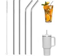 SHSHbuy 4 Pezzi Cannucce Riutilizzabili In Acciaio Inossidabile con 1 Spazzole,Cannucce Metallo per Cocktail,Frullati,Latte,Caffè Freddo Stanley Cup 40oz 31 cm