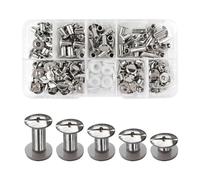SHSMPXOY 100 Set Rivetti a Vite, Rivetti Chicago,M5*4/6/8/10/12mm Viti Chicago Screws Chicago Book Viti Chicago di ricambio in Metallo per Borse, Libri, Collari, Zaini, Guinzagli (Argento)