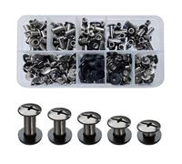 SHSMPXOY 100 Set Rivetti a Vite, Rivetti Chicago M5*4/6/8/10/12mm Viti Chicago Screws Chicago Book Viti Chicago di ricambio in Metallo per Borse, Libri, Collari, Zaini, Guinzagli (Nero lucido)