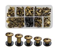 SHSMPXOY 100 Set Rivetti a Vite, Rivetti Chicago,M5*4/6/8/10/12mm Viti Chicago Screws Chicago Book Viti Chicago di ricambio in Metallo per Borse, Libri, Collari, Zaini, Guinzagli (Bronzo)