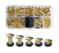 SHSMPXOY 100 Set Rivetti a Vite, Rivetti Chicago,M5*4/6/8/10/12mm Viti Chicago Screws Chicago Book Viti Chicago di ricambio in Metallo per Borse, Libri, Collari, Zaini, Guinzagli (Oro)
