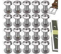 SHSMPXOY 20 Set Rivetti a Vite, M5 x 10 mm Rivetti Chicago, Viti Chicago Screws Chicago Book Viti,Viti Chicago di ricambio in Metallo per Borse, Libri, Collari, Zaini, Guinzagli per Cani (Argento)