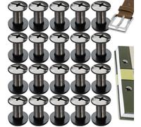 SHSMPXOY 20 Set Rivetti a Vite, M5 x 10 mm Rivetti Chicago, Viti Chicago Screws Chicago Book Viti,Viti Chicago di ricambio in Metallo per Borse, Libri, Collari, Zaini, Guinzagli per Cani (Nero Lucido)