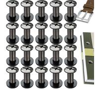 SHSMPXOY 20 Set Rivetti a Vite, M5 x 12 mm Rivetti Chicago, Viti Chicago Screws Chicago Book Viti,Viti Chicago di ricambio in Metallo per Borse, Libri, Collari, Zaini, Guinzagli per Cani (Nero Lucido)